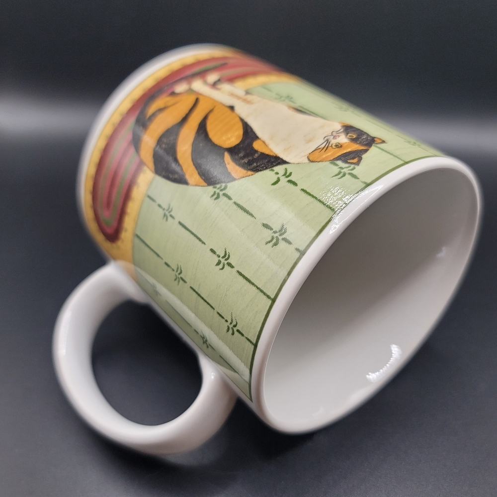 Vintage Warren Kimble Striped Cat Stoneware Mug CLEAN - Picture 8 of 9